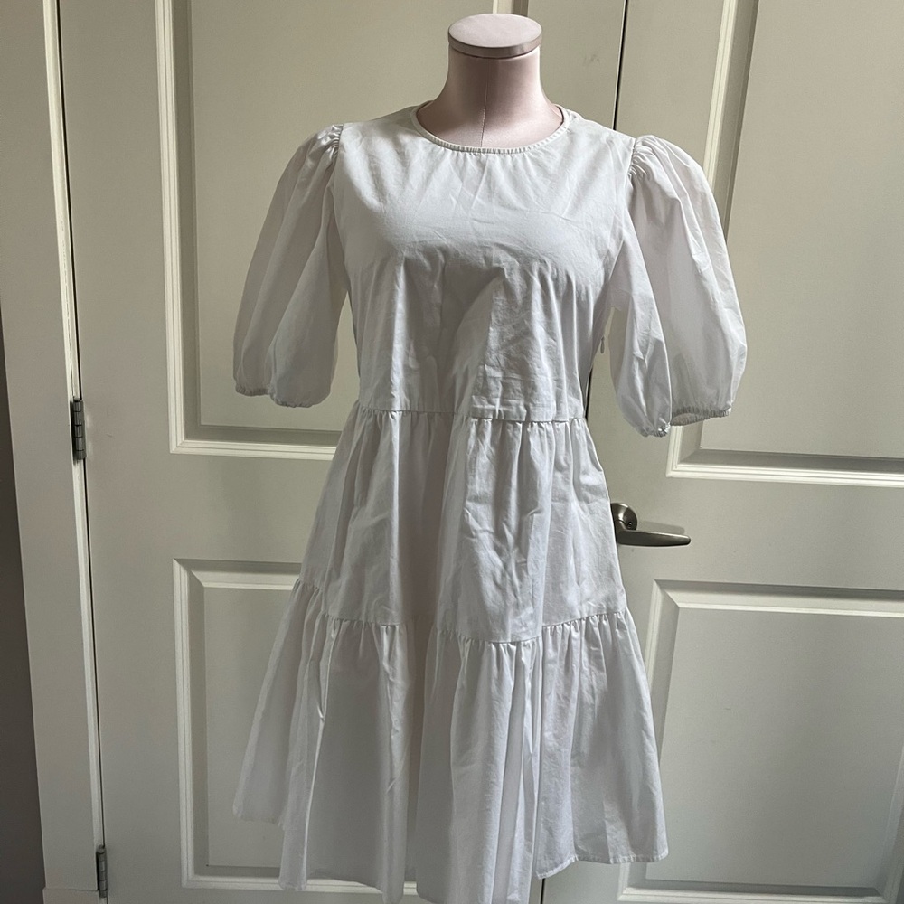 ZARA White Puff Sleeve Dress